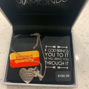 Silver with diamonds Christian necklace